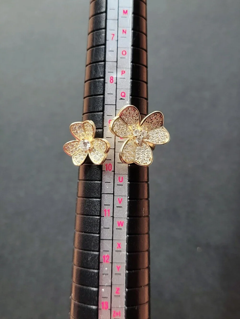 S925 Sterling Silver 18K Gold Plated Double Clover Flower Open Bypass Ring — CZ